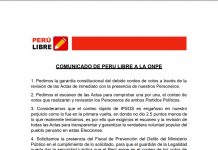 Julián Palacin: Perú Libre pide el debido conteo de votos y la revisión de Actas