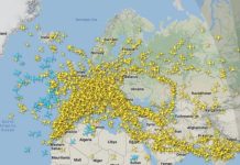 El tráfico aéreo desaparece sobre Ucrania y su entorno