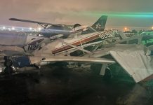 Previo a la llegada del huracán Ian, un tornado azotó el aeropuerto de North Perry en Florida y destruyó más de 10 aviones
