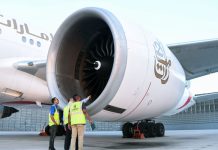 Emirates completa pruebas en tierra de un motor GE90 con combustible 100% SAF