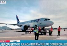 Con vuelo procedente de Lima, aeropuerto de Juliaca reanudó sus operaciones esta mañana